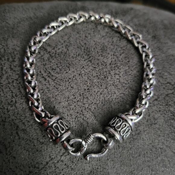 Men's stainless steel wheat chain chunky bracelet - Picture 2 of 5